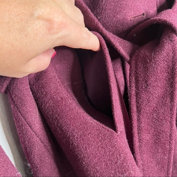 ** Banana Republic maroon purple button belted wool pea coat Small - Picture 5 of 8